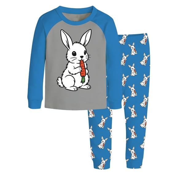 Easter Pajamas Boys Long Sleeve Crewneck Cute Print Sleepwear Lounge Set Girls' Pajama Sets 9-10 Years