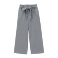 thumbnail image 4 of Girls Paper Bag Wide Leg Pants High Waist Palazzo Pants Loose Belted Dress Casual Trousers with Pocket 6T, 4 of 7