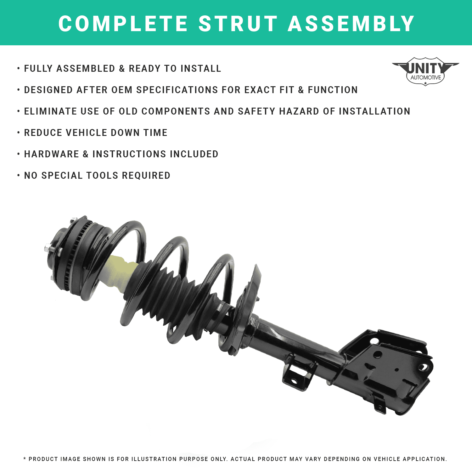 Unity Automotive Front & Rear Complete Strut Assembly Kit Fits 1996-2007  Ford Taurus, 4-11010-15040-001