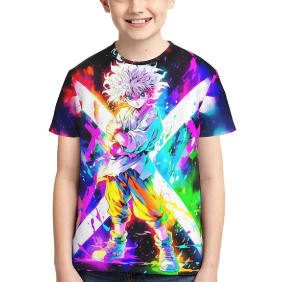 Kids 3D Graphic Hunter X Hunte Killua Lightning T-Shirts, Novelty Shirts Crewneck Short Sleeve Tees for Youth Boys Girls