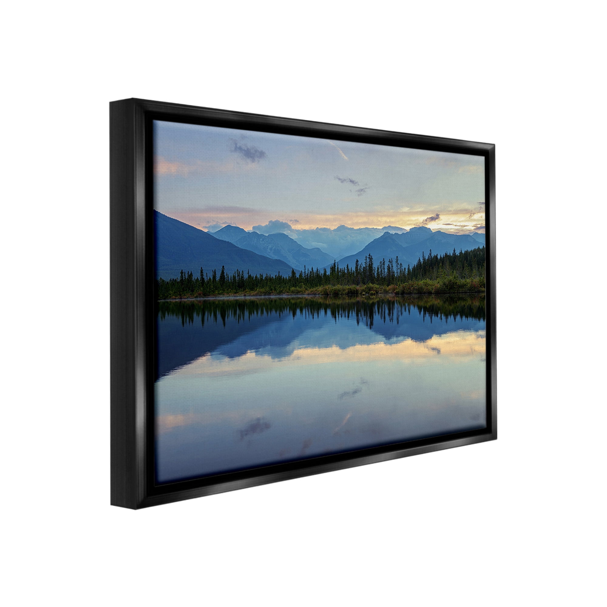 Stupell Industries Mountain Clouds Reflection Landscape Photography Black Floater Framed Canvas Art Print Wall Art, 31 x 25