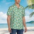 thumbnail image 2 of KLL Men's Hawaiian Shirt Short Sleeve Button Down Beach Shirts-SHIBA WITH FLORAL, 2 of 5