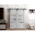 thumbnail image 3 of Slab Barn Door Panel 30 x 80 inches | Quadro 4445 Light Grey Oak with Frosted Glass | Sturdy Finished Interior Doors | Pocket Closet Sliding, 3 of 5