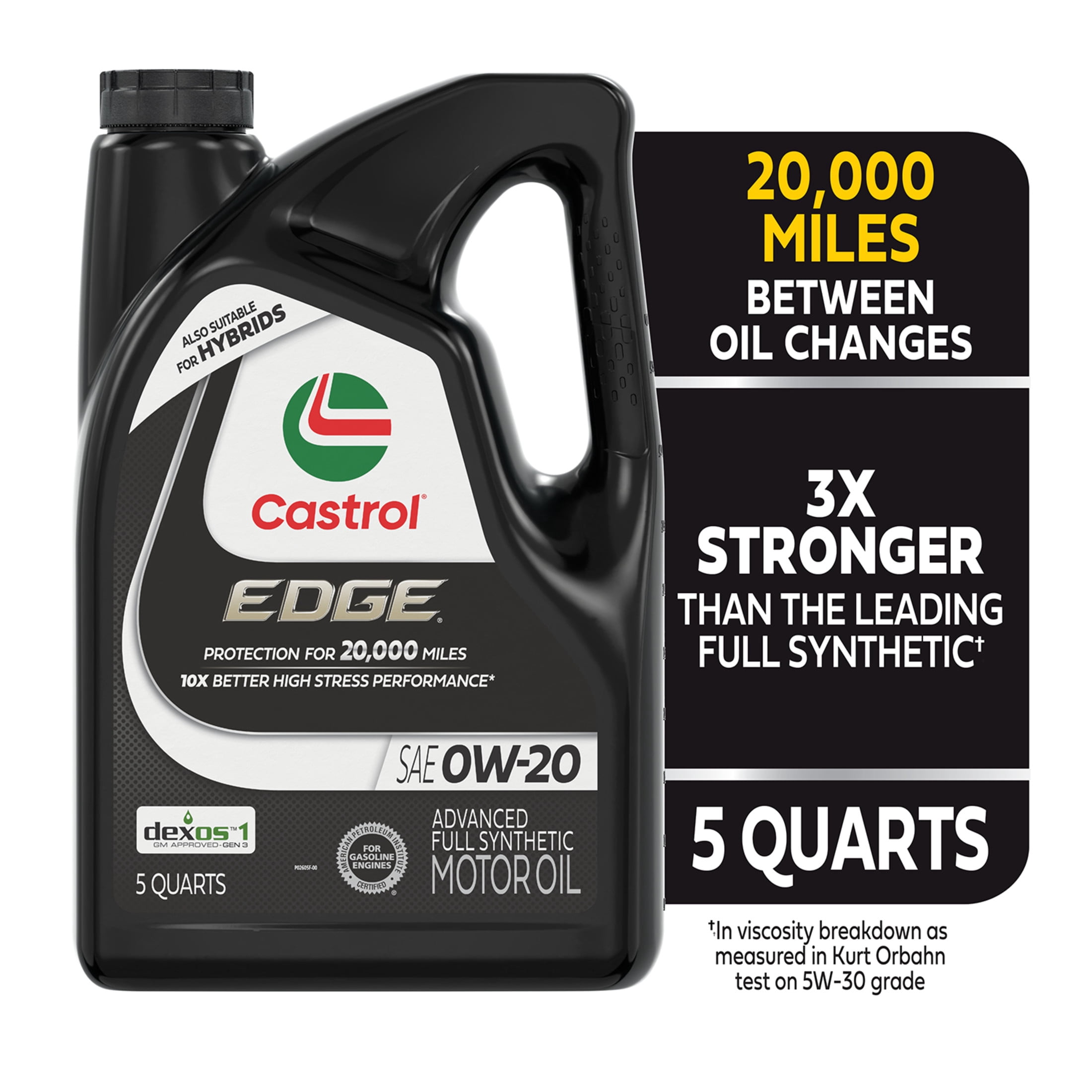 Castrol EDGE 0W-20 Advanced Full Synthetic Motor Oil, 5 Quarts, Case of 3