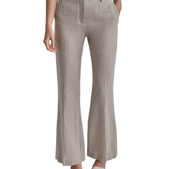 DKNY Womens Herringbone Dress Pants, Beige, 10