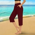 thumbnail image 2 of TRUBKH Capri Pants for Women,capri Leggings for Women,yoga Pants Women,beach Pants for Women,capris for Women,capri Leggings for Cutout Yoga Capris Cropped Pants Pajams Pants Wine L, 2 of 6