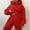 red, variant on Women Pullover Hoodie Tracksuit Two Piece Sets Pockets Sweatpants Sport Jogger Sweatsuit Solid Sports Hoodie Sportswear