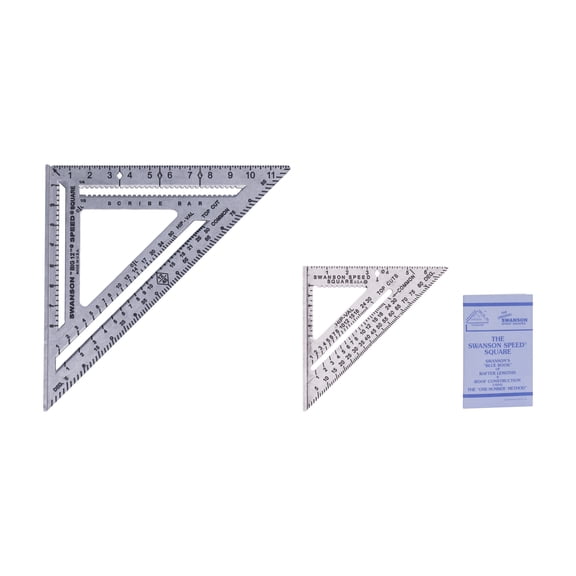 Swanson Tool Co Value pack Includes Solid Aluminum 7 and 12 inch Speed Squares and Blue Book, Model SW1201K