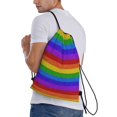 thumbnail image 4 of Yiaed Colorful Glitter Rainbow Print Drawstring Bags Drawstring Backpack Bulk String Back Pack Gym Sport Bag-Medium, 4 of 5
