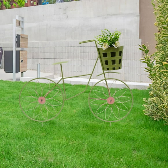 Soporte para Flores con Forma de Bicicleta, Artesanía de Hierro para Jardín, Elegante Estante para Plantas Pintado para Sala de Estar, Oficina O Rincó
