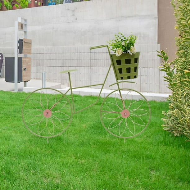Soporte para Flores con Forma de Bicicleta, Artesanía de Hierro para Jardín, Elegante Estante para Plantas Pintado para Sala de Estar, Oficina O Rincó