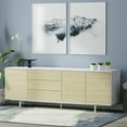 thumbnail image 2 of Atlas 78" x 28" Highboy Modern TV Stand Cabinet And Sideboard - White Frame, White Oak Door/Drawers, White Base, 2 of 8