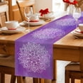thumbnail image 5 of Boho Floral Table Runner - 70 Inch Long Purple Flowers Vintage Bohemian Watercolor Cotton and Linen Blended Dress Scarves Farmhouse Table Runner for Kitchen Dining, Coffee Table, 13" x 70", 5 of 8