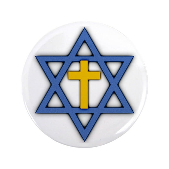 CafePress - Star Of David With Cross 3.5 Button - 3.5" Button
