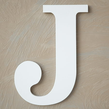 Wood Block Letter - J - Painted White 24in