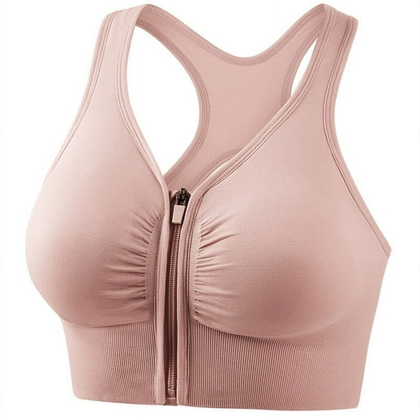 Ropa interior deportiva de gran tamaño con cremallera frontal para mujer, hermoso sujetador con espalda hueca, sujetador push up a prueba de golpes, chaleco para correr, fitness y yoga