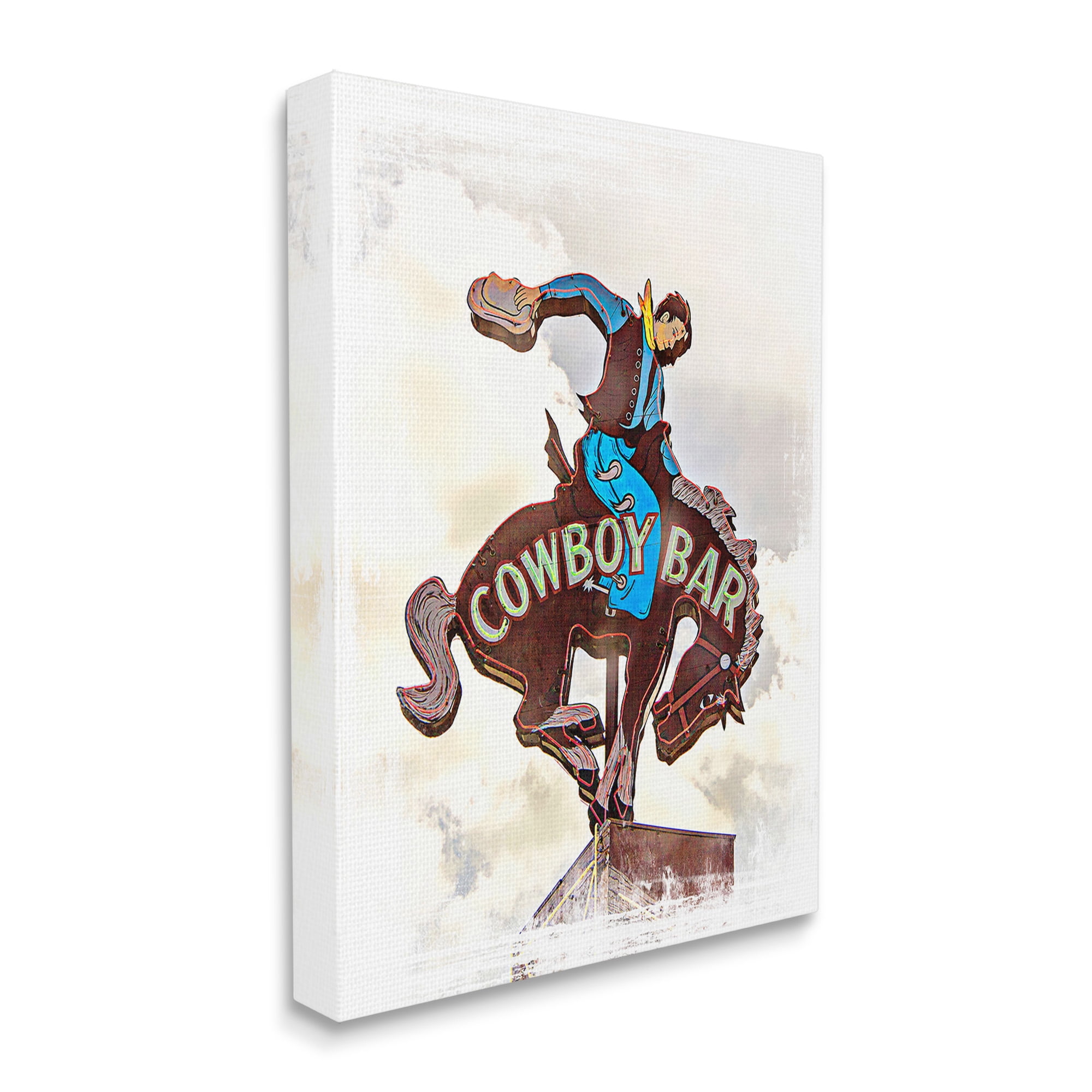 Stupell Industries Cowboy Bar Sign Typography Painting Gallery Wrapped Canvas Art Print Wall Art, 36 x 48