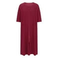 thumbnail image 5 of Jalioing Womens 3/4 Sleeve Nightgown Zipper Front Nightshirt Split Slit Loungewear Nightdress with Pocket, 5 of 7
