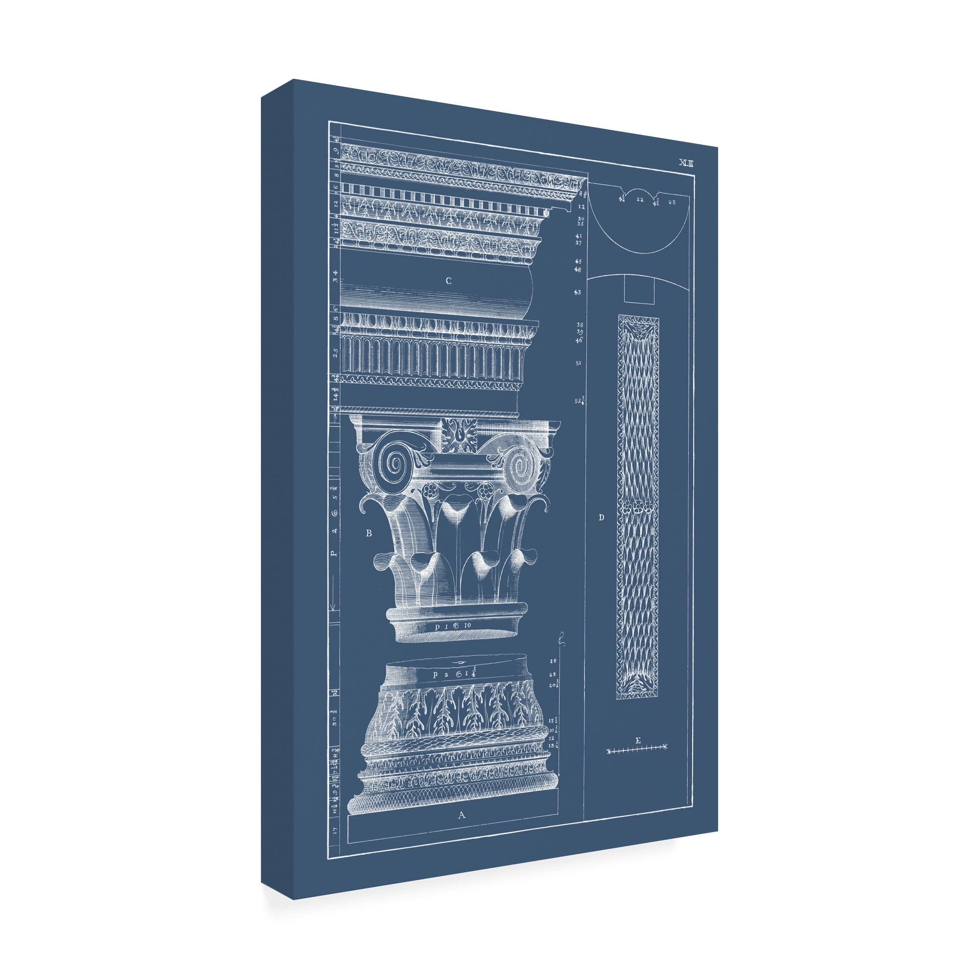 Trademark Fine Art 'Column And Cornice Blueprint I' Canvas Art by Vision Studio
