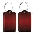 thumbnail image 3 of Disketp 1 Luggage Tag For Suitcase,Red Geometric Perforated Square Background Leather Baggage Tag With Stainless Steel Loop Privacy Cover For Women Men Girls, 3 of 5