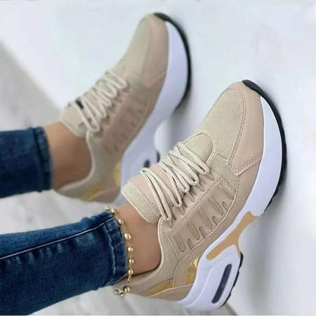

2023 Spring and autumn new casual single shoes female flying woven wedge heel front lace-up mesh breathable women s shoes