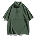 thumbnail image 2 of Fashion YLSDY Mens Casual Shirts Stylish Short Sleeve Button Up Lapel Blouse Top Solid Color Flowy Lightweight Outdoor Tee Shirt Army Green L, 2 of 6