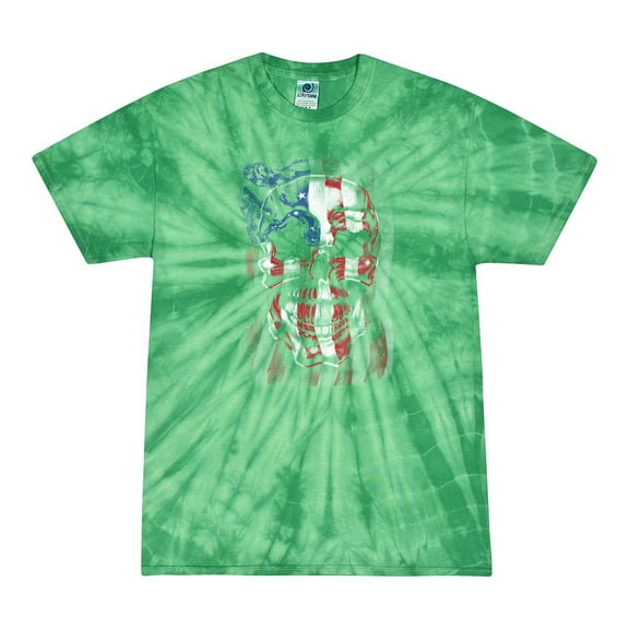 Wild Bobby, Smiling American Flag Skull, Pop Culture, Tie-Dye Tees, Spiral Kelly, Large