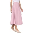 thumbnail image 4 of INSPIRE CHIC Women's A-Line Skirt Elastic High Waist Maxi Skirt with Pockets M Pink, 4 of 5