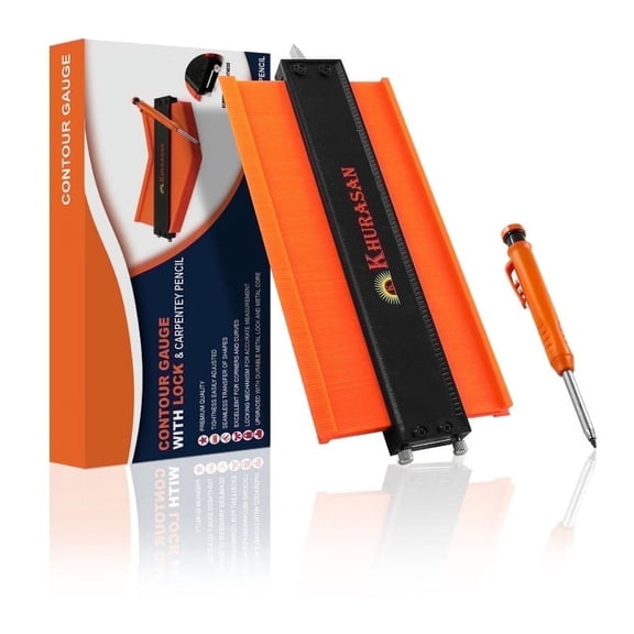 Khurasan 10" Contour Gauge with Lock and Adjustable Tension – Precision Profile Tool for Woodworking, Tiling, and Flooring – Includes Carpenter Marking Pencil