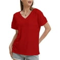 thumbnail image 3 of Womens T Shirts Short Sleeve V Neck Casual Summer Tops Tshirts with Pocket, 3 of 4