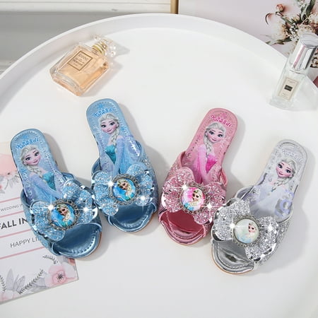 

Elsa Princess Slippers Cosplay Birthday Party Dress Up Sandals for Little Girls Toddler or Kids