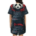 thumbnail image 6 of Susaid Red Black Eastern Panda Warrior Print Women's Pajama Set, Button-Up Sleepwear with Elastic Waist Shorts, Perfect for Lounging, Yoga, Beach, and Casual Wear-X-Large, 6 of 7
