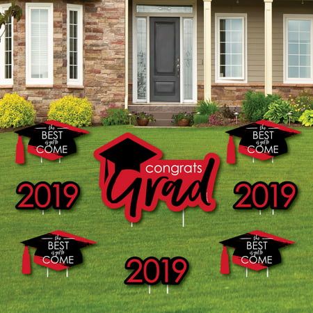Red Grad - Best is Yet to Come - Yard Sign & Outdoor Lawn Decorations - Red 2019 Graduation Party Yard Signs - Set of (Best Way To Seed A Lawn)