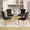 Black Chairs + Gold Legs Table, variant on 47 Inch Glass Dining Table Set for 4, Modern Rectangular Glass Kitchen Table with 4 Upholstered Velvet Chairs, Space-Saving Dining Room Set for Living Room, Kitchen, Apartment - Blue Black