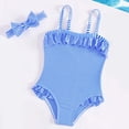 thumbnail image 6 of Mceream Girls One Piece Swimsuit Quick Dry Ruffle Striped Swimwear Summer UPF50+ Sun Protection Beachwear Bathing Suit for 4-7 Years, 6 of 9
