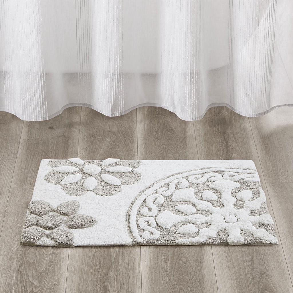 MAYEERTY Cotton Tufted Bathroom Rug Rectangular Bath Mat, Machine Washable, Non-Slip, Taupe