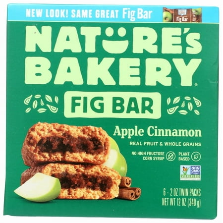Nature's Bakery Stone Ground Whole Wheat Fig Bar, Apple Cinnamon, 6/2 Oz, Pack Of 6