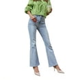 thumbnail image 2 of Vivianyo HD Women's High Waist Flare Jeans, Light Wash Stretch Denim Bootcut Pants for Casual Wear, Women's Light Blue, Sizes S-2XL, 2 of 8