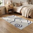thumbnail image 2 of ODIKA 5'x7' Ivory Abstract Au Naturale Bath Washable Area Rug Modern Minimalist Waves And Swirls For A Serene Ambiance for Guest Room, Lounge, Apartment, Non-Slip Low Profile, Stain Resistant, 2 of 7