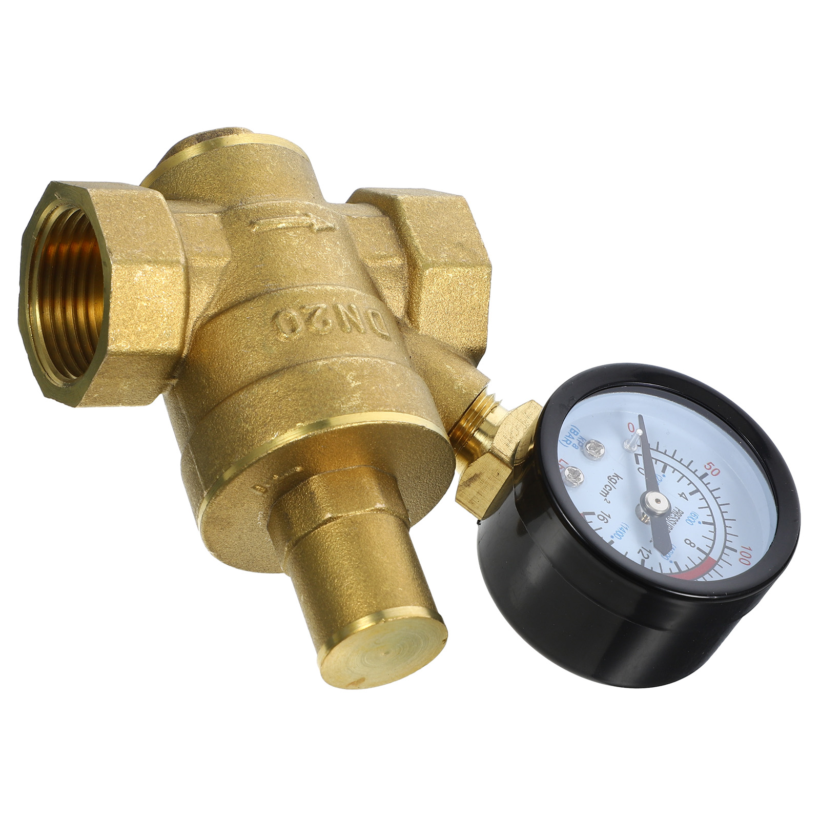 RV Water Pressure Regulator With Adjustable Handle, Lead-Free Brass