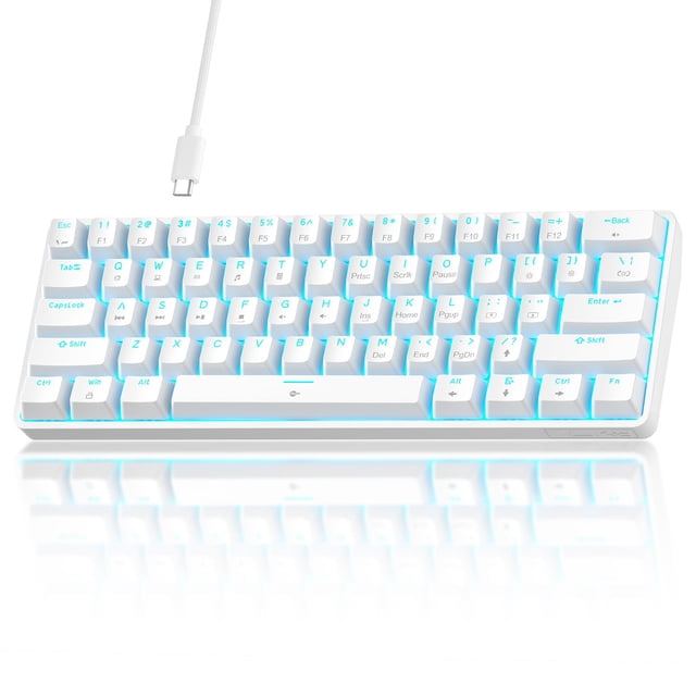 Teclado para juegos TMKB 60% con interruptor lineal rojo con cable blanco