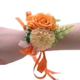 thumbnail image 2 of harmtty Wrist Flower Non-Fading Multi-color Decorate Elegant Bride Groom Fake Wrist Corsage for Wedding Party,Orange, 2 of 8