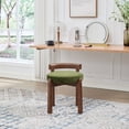 thumbnail image 5 of Guyou Wooden Vanity Chair, Modern Velvet Upholstered Small Ottoman Footstool, Lovely Round Makeup Stool for Bedroom Living Room Makeup Room, Green, 5 of 6