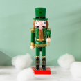 thumbnail image 2 of Figurita de madera de pie, marioneta de Cascanueces, adornos tradicionales del Día de San Patricio, decoración artística para el hogar para estantería de escritorio, 25CM, 2 of 5