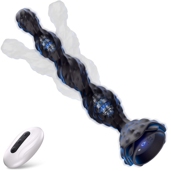 SENSIVO  Vibrating Anal Beads,Male Adult Toy with 7 Vibrating Modes, Remote Control Silicone Anal Vibrator（Black）