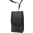 thumbnail image 2 of Around the Neck or Shoulder Cross body Black Leather Case with Safety Lanyard Compatible with TCL Flip 4 flip phone, 2 of 5