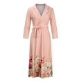 thumbnail image 4 of Robe Femme à Manches 3/4, Col à Revers, Col en V, Coupe Portefeuille Évasée, Robe Trapèze, Imprimé Uni/floral, Robe Blazer de Travail/affaires avec Ceinture, 4 of 7