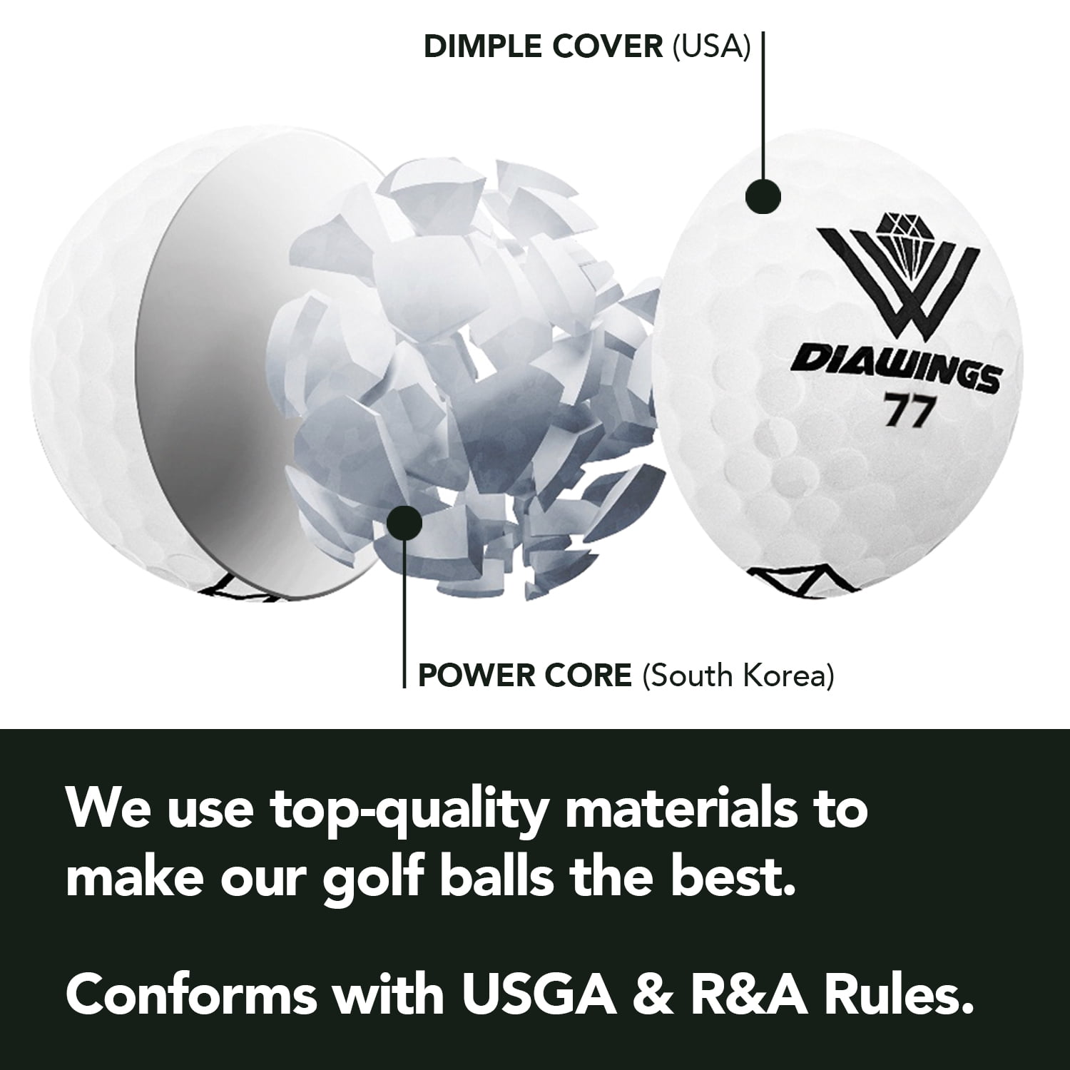 DIAWINGS MAX DISTANCE GOLF BALL YELLOW 12 Balls