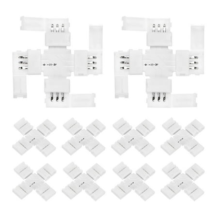 Uxcell 10-Pack 3-Pin 10mm LED Strip Lights Connectors X Shape for 5050 2835 Strip Light DIY Lighting [White]