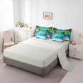 thumbnail image 5 of Castle Fairy Bright Photorealistic Palm Shore 7-Piece Twin Bedding,Tropical Island Clear Ocean Graphic Bedding Comforter Set,Sky Teal,Grey Reversible, 5 of 7